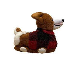 American Eagle Unisex Brown/Red Faux Fur Cozy Plush Dog Slippers Size S/M